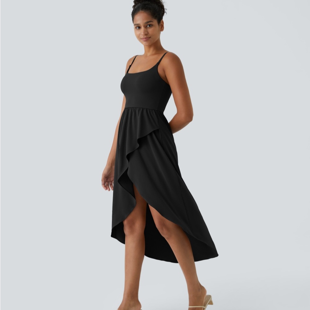 HALARA Black Asymmetrical High-Low Sundress